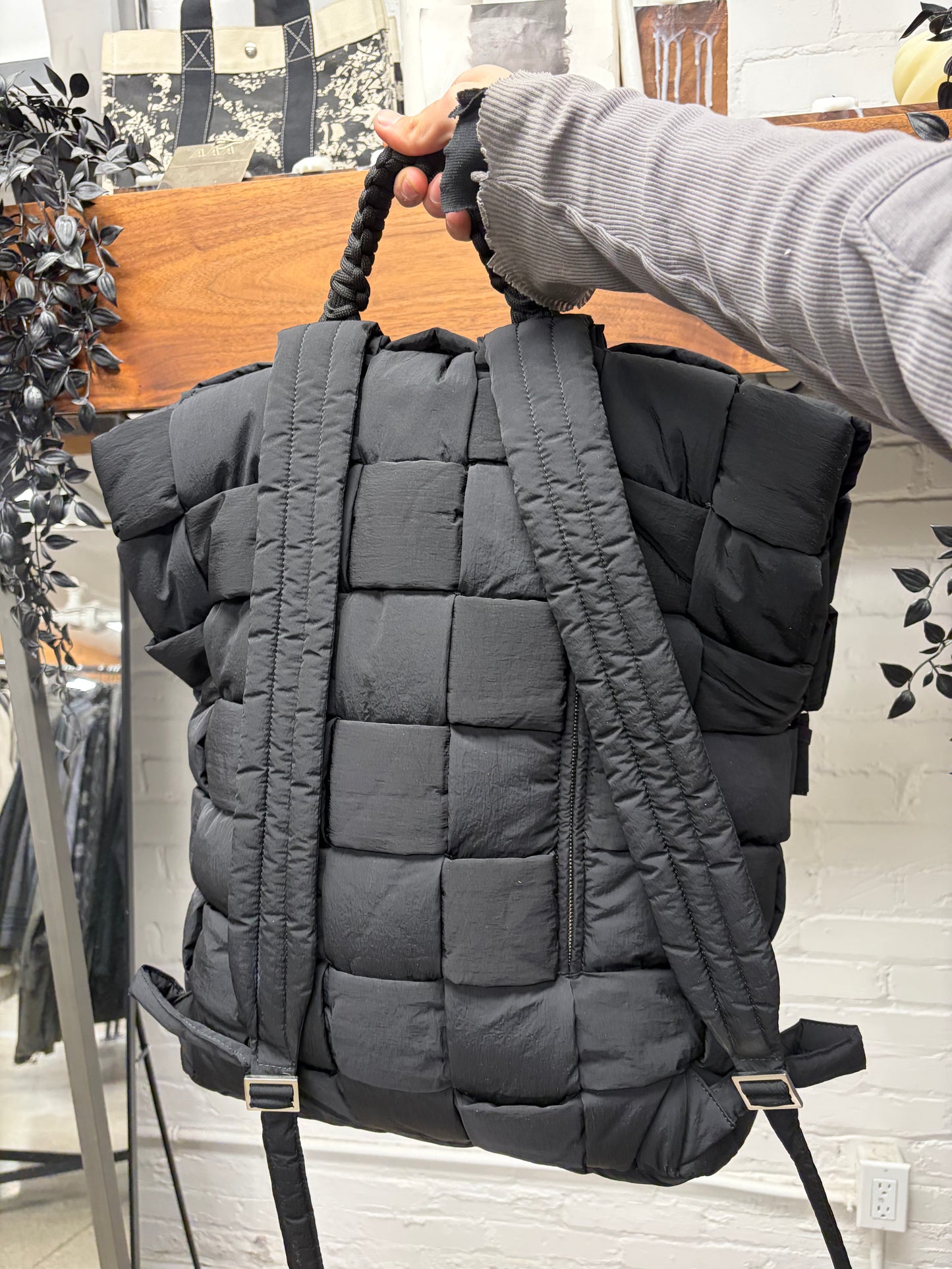 Bottega Veneta Black Padded ‘Cassette’ Jumbo Intrecciato Puffer Backpack