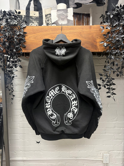 Vintage 90s Chrome Hearts Thermal Lined ‘Floral/Dagger’  925 Silver Dagger Zip Hoodie