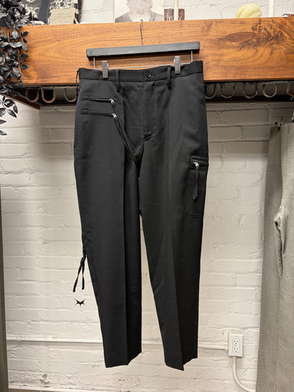 Yohji Yamamoto Pour Homme ‘Bondage Strap’ Black Zip-Closure Trousers