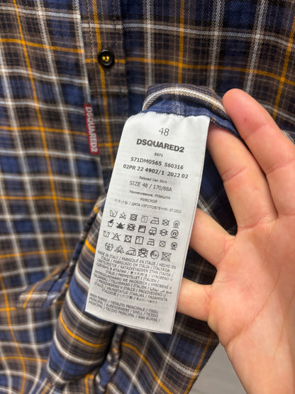 Dsquared2 Orange/Blue Plaid Button Up Shirt