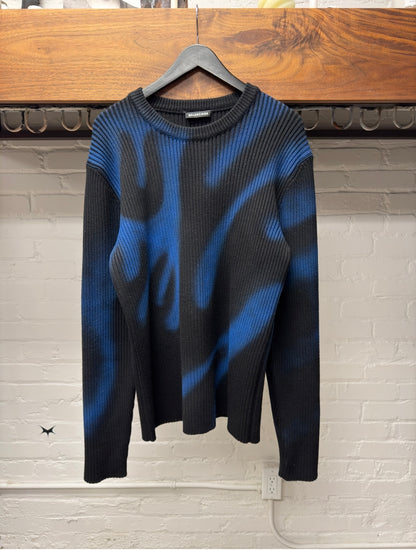 2019 Balenciaga Black/Blue Flame Ribbed Knit Sweater