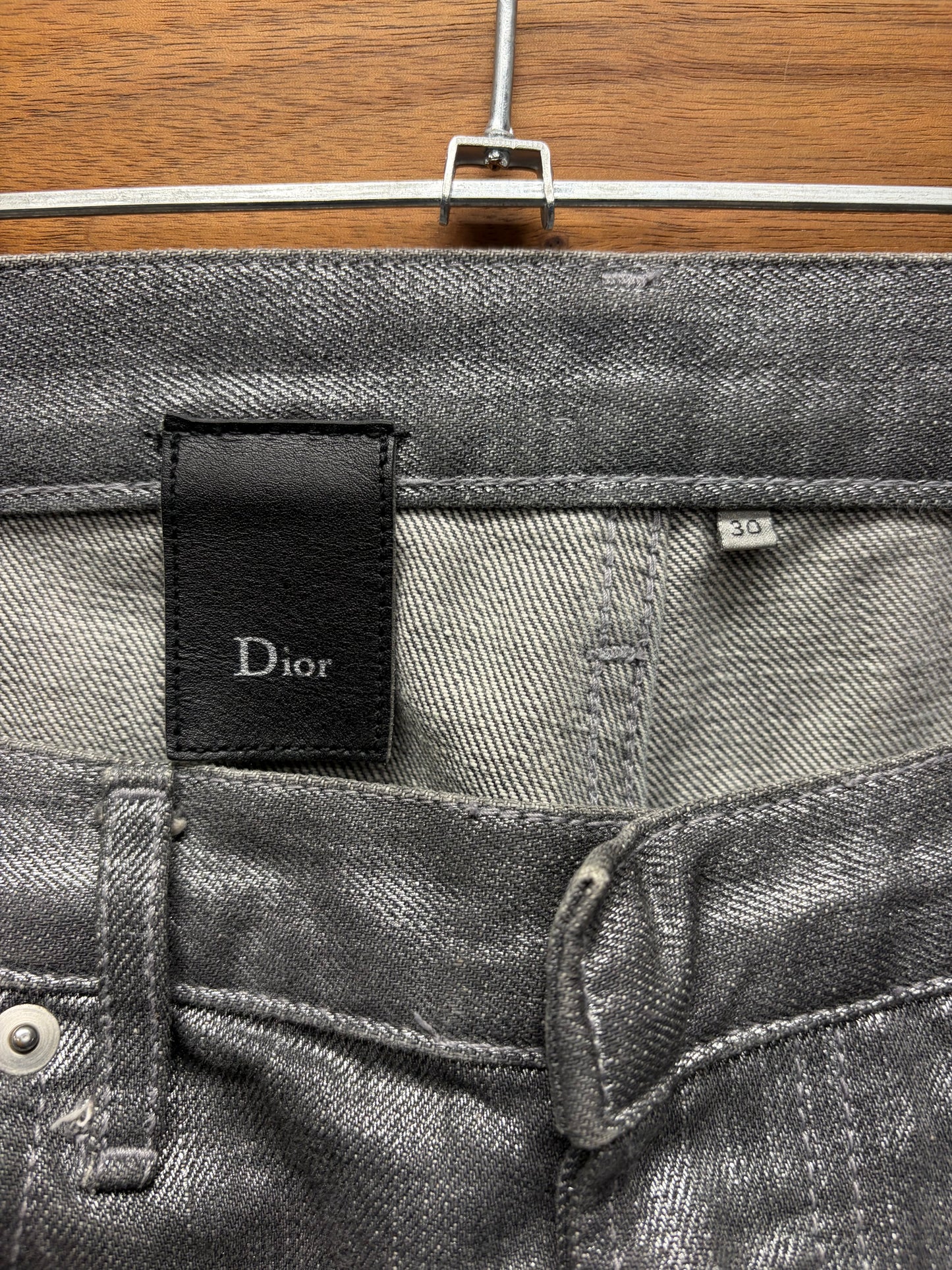 SS2008 Dior Homme ‘Radioactivity’ Unaltered Silver Waxed Skinny Jeans