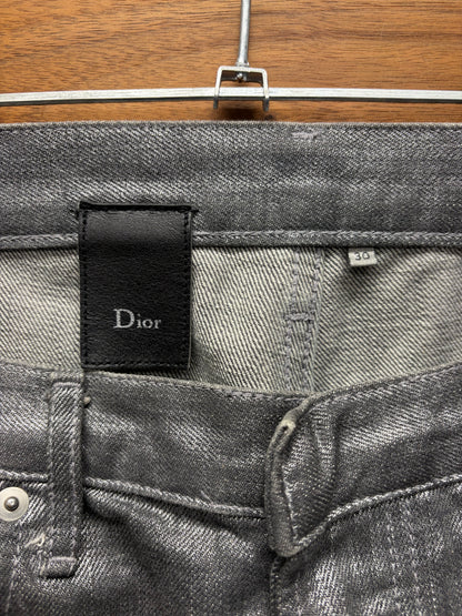 SS2008 Dior Homme ‘Radioactivity’ Unaltered Silver Waxed Skinny Jeans