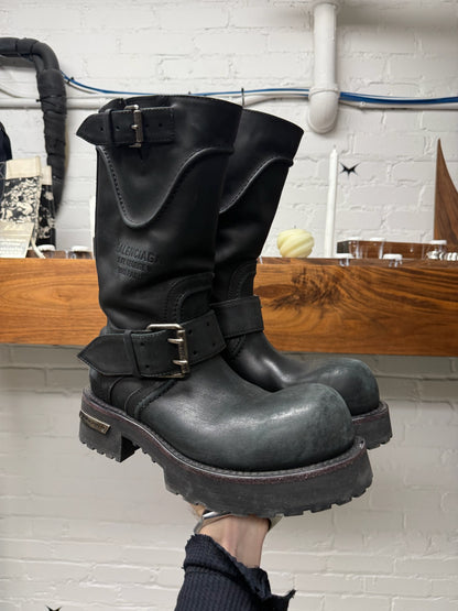 Balenciaga ‘Venom’ Black Calfskin Leather Engineer/Combat Boots