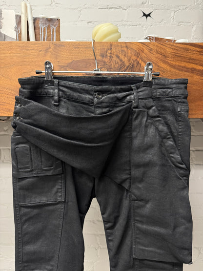 2017 Rick Owens ‘Memphis Cut’ Matte Black Waxed Skinny Denim