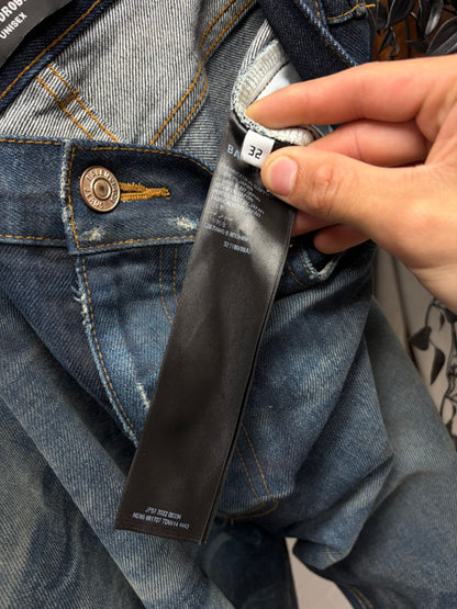 2022 Balenciaga Raw Blue Bootcut Denim
