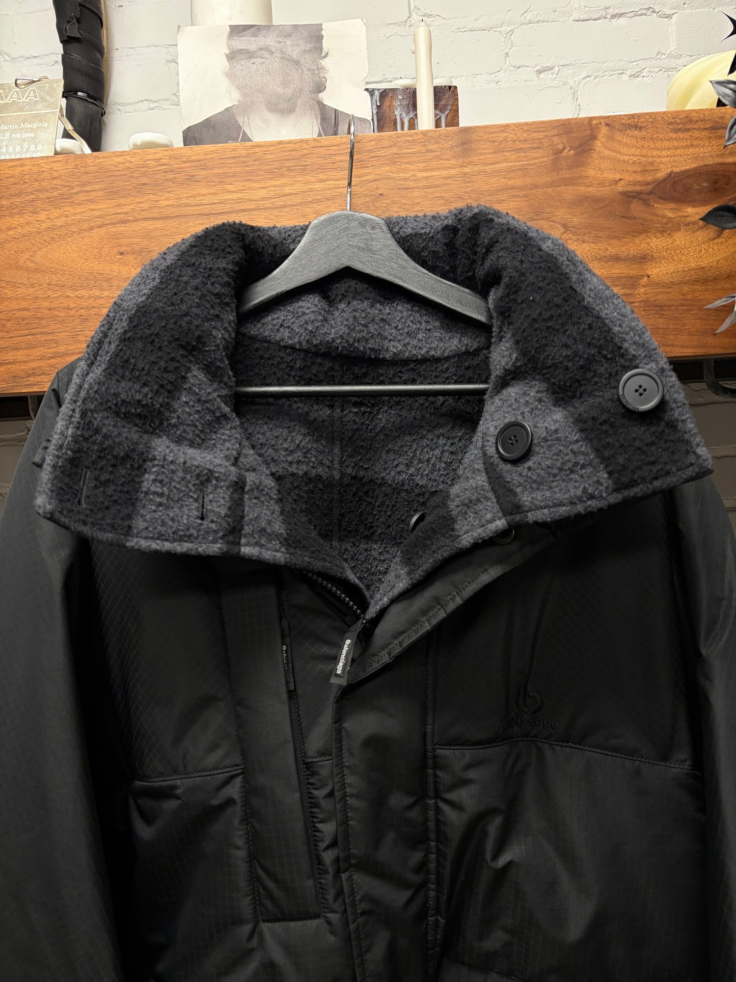 AW2022 Balenciaga Reversible Black Ripstop/Wool ‘Buffalo’ Jacket