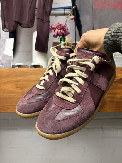 Maison Margiela G.A.T. Dark Red Suede/Gum Sole Low Top Sneakers