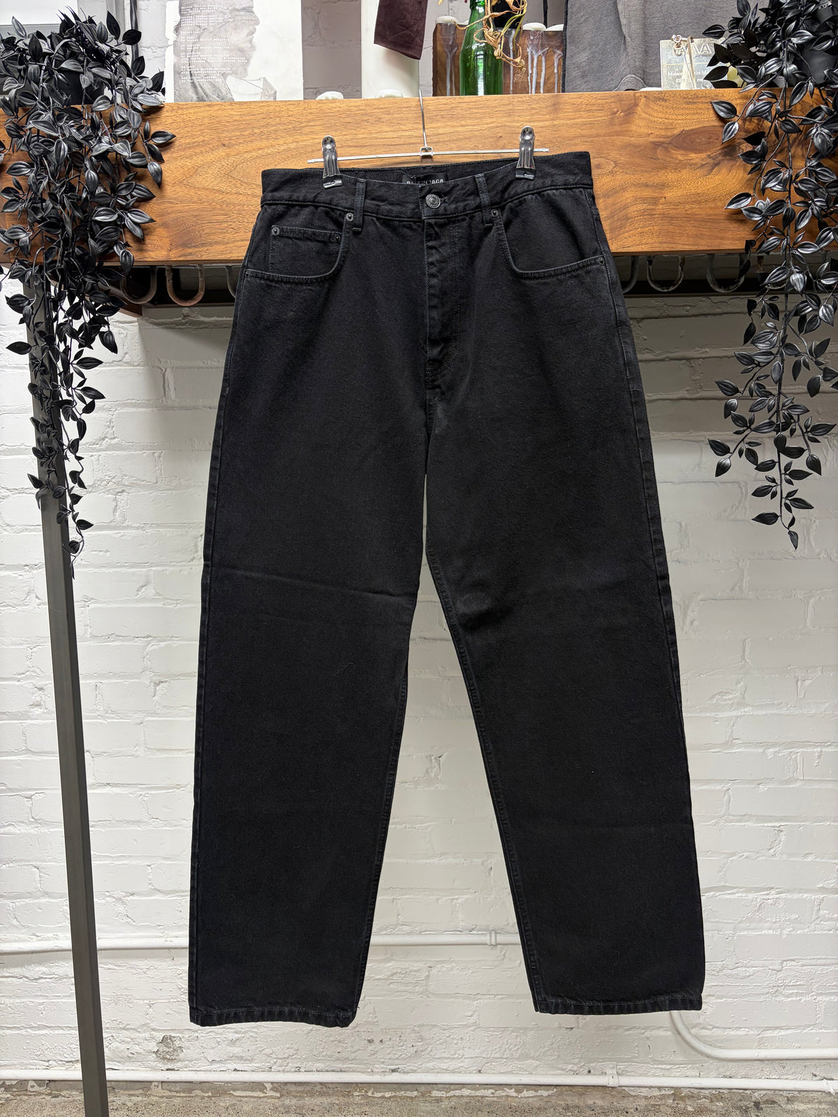 2022 Balenciaga Flat Black Bootcut Denim