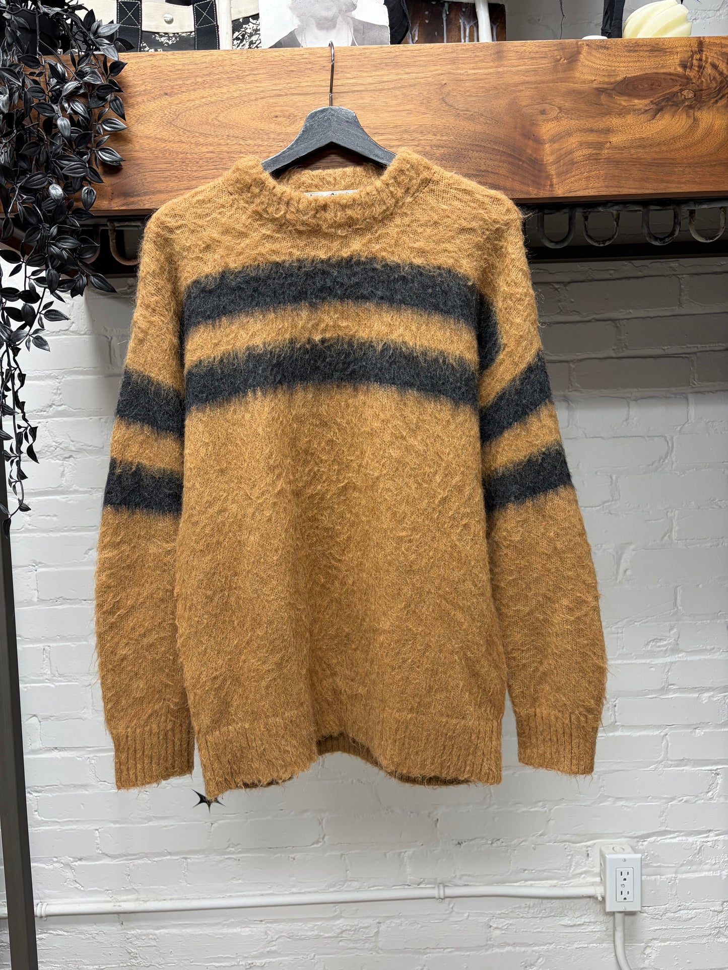 Acne Studios Mohair/Wool Brown Striped Knit Sweater