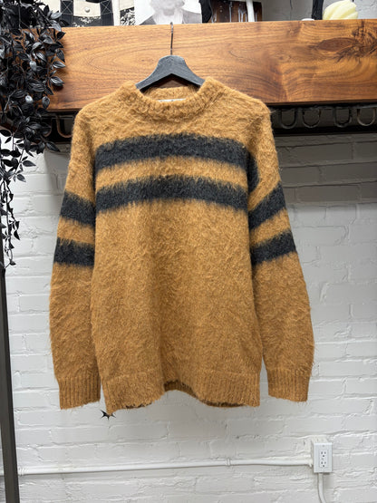 Acne Studios Mohair/Wool Brown Striped Knit Sweater