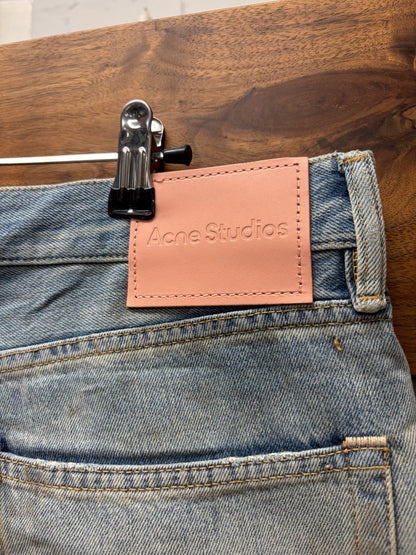 2023 Acne Studios Paint Splatted ‘Super Baggy’ Light Wash Denim