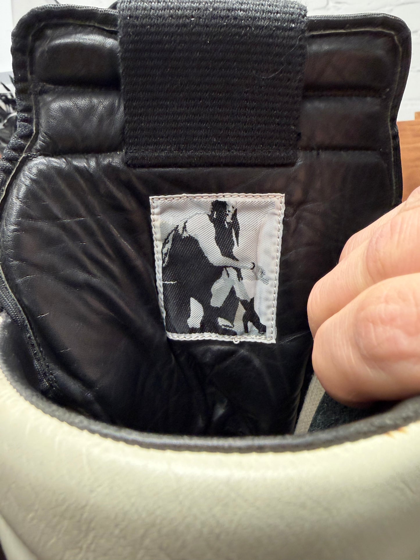 Rick Owens Geobasket Black/Milk Calf Leather High Top Sneakers