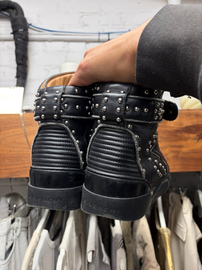 2010s Givenchy ‘Tyson’ Studded Black Leather High Top Sneakers