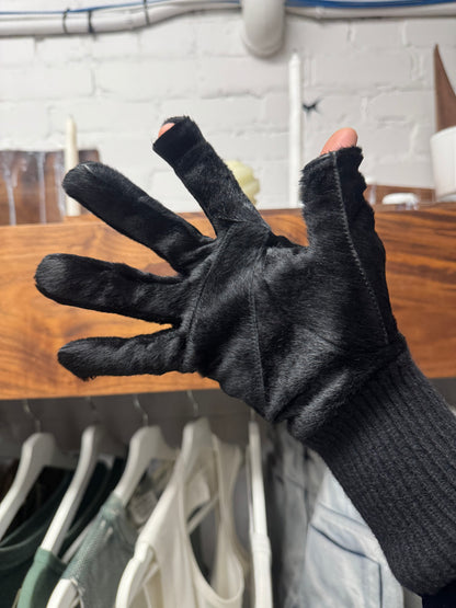 SS2022 Rick Owens ‘Strobe’ Black Ponyhair Gloves
