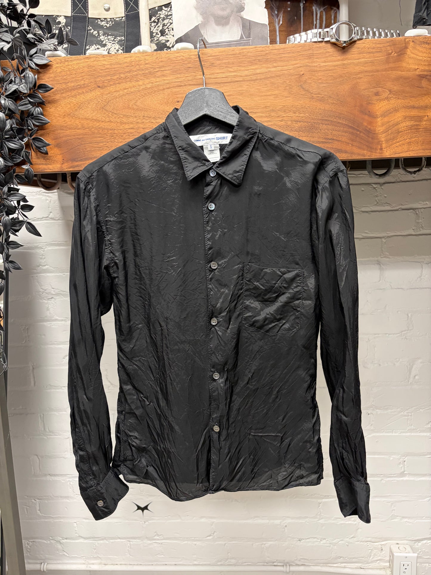 Comme Des Garçons Shirt Silky Black Button Down