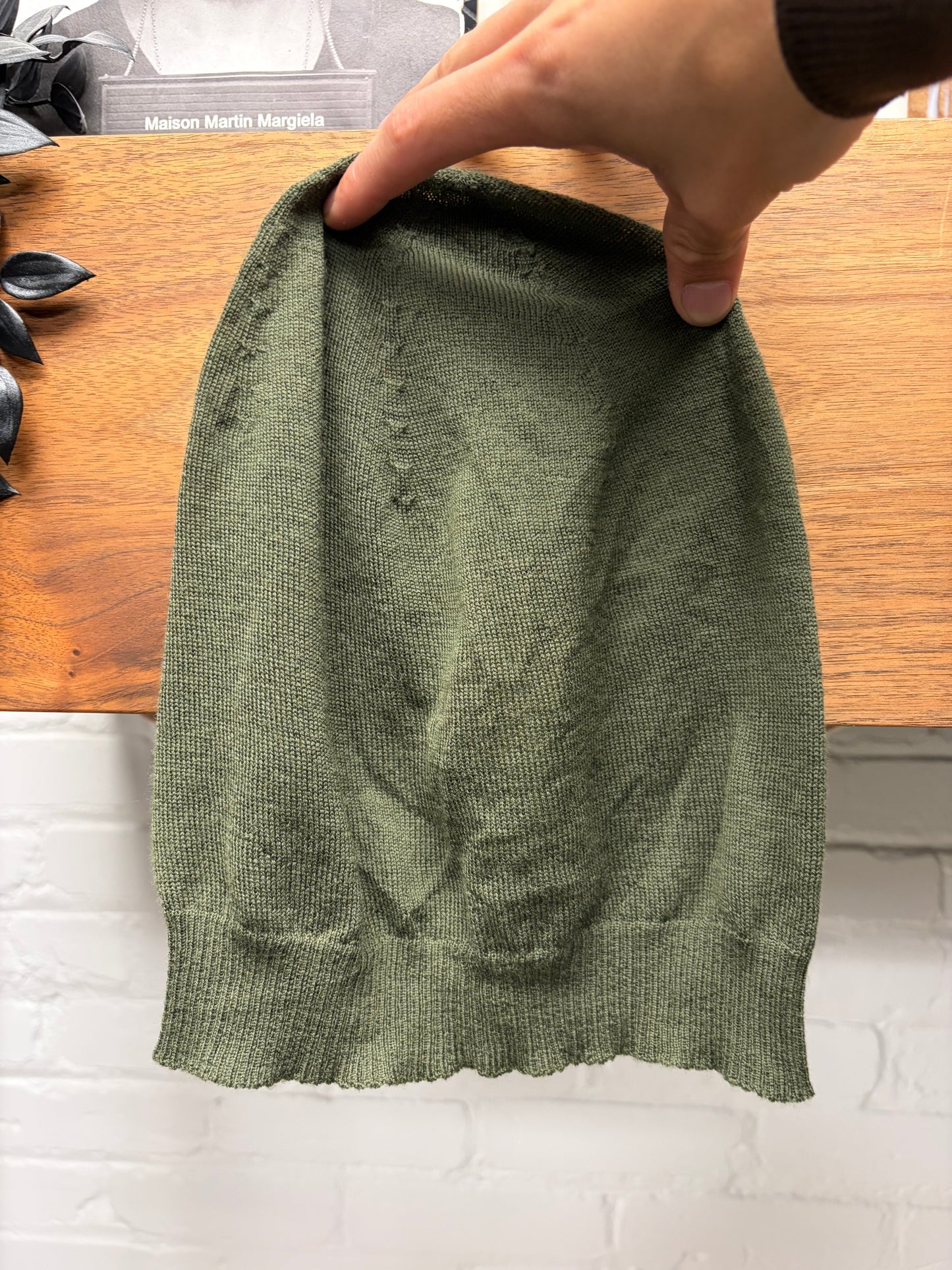 AW2021 Rick Owens ‘Gethsemane’ Green Virgin Wool Ribbed Beanie
