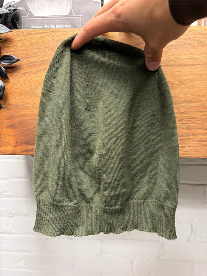 AW2021 Rick Owens ‘Gethsemane’ Green Virgin Wool Ribbed Beanie