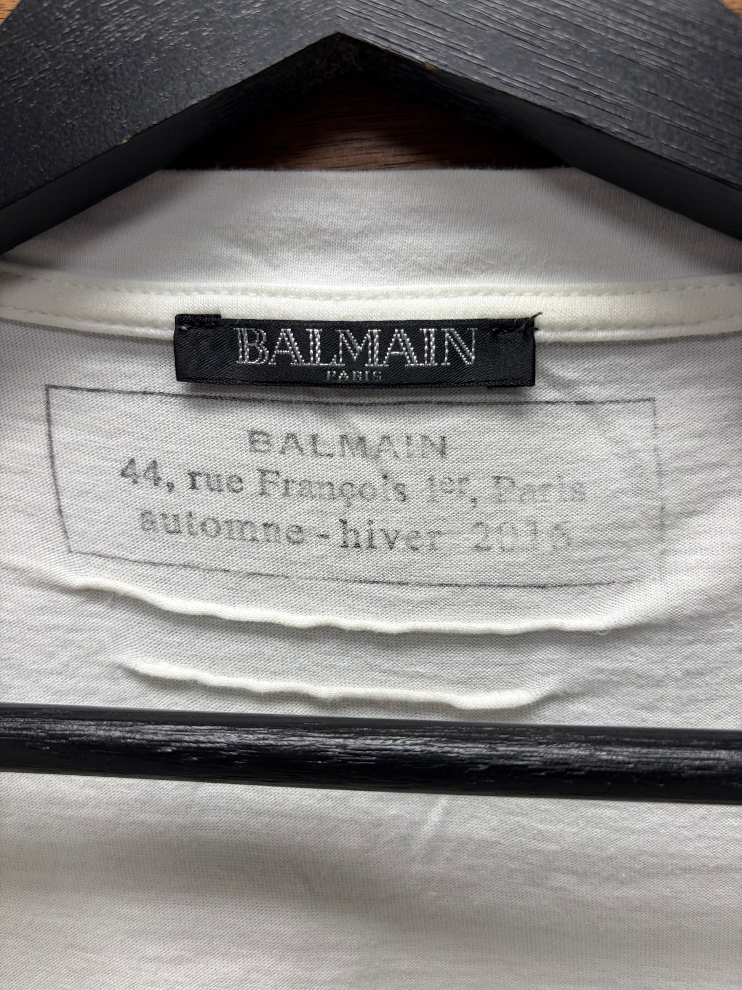 AW2016 Balmain ‘Crowned Crest Logo’ White Graphic T-Shirt