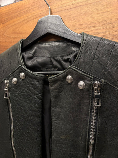AW2015 Balmain x H&M Black Lambskin Leather Biker Jacket