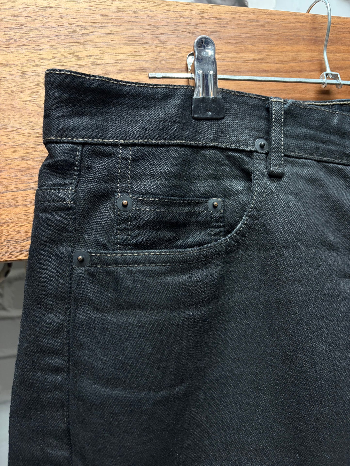Rick Owens ‘Torrence Cut’ Waxed Black Cropped Denim
