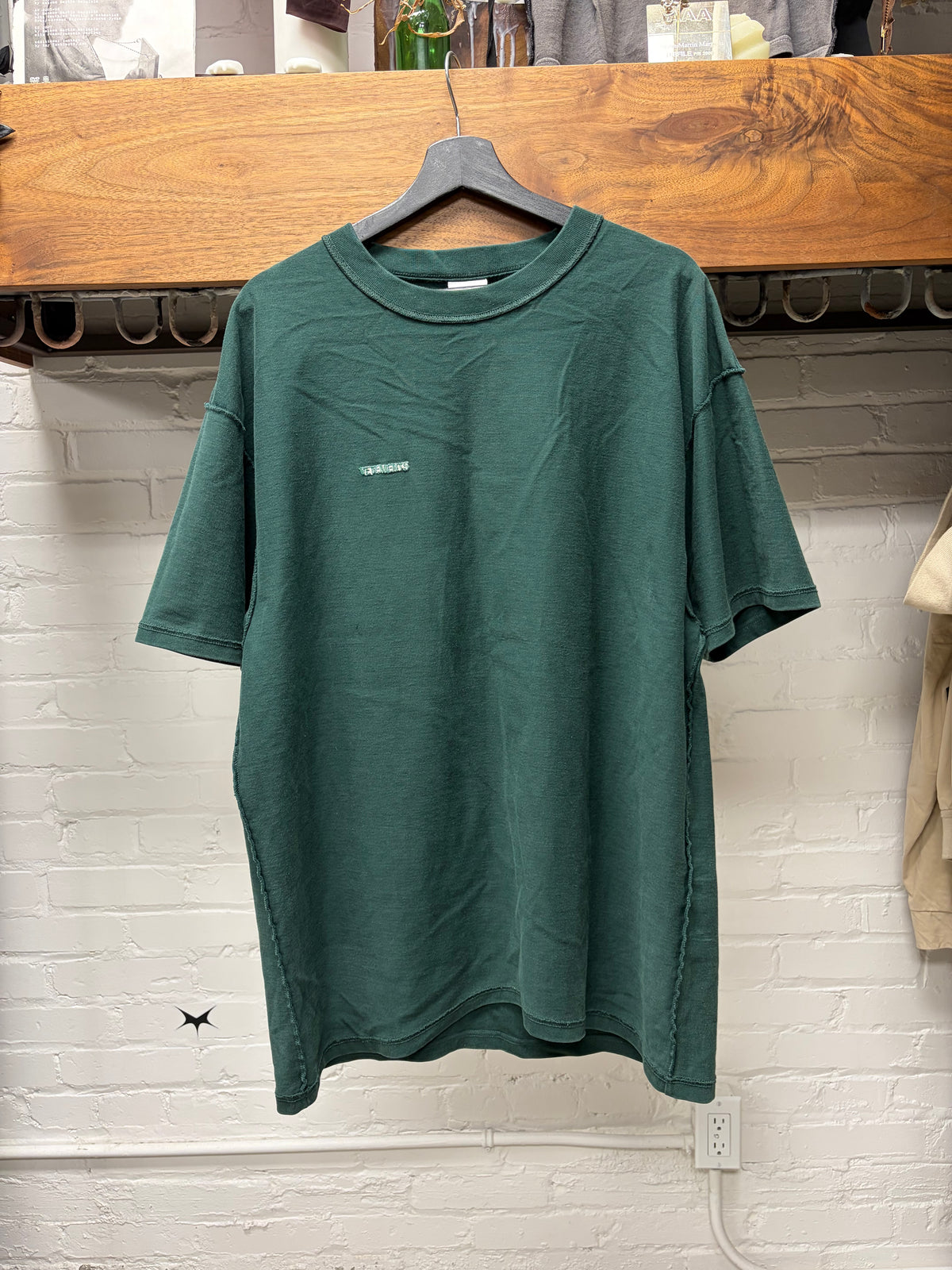 AW2019 Vetements ‘Care Label’ Inside Out Oversized Green T-Shirt