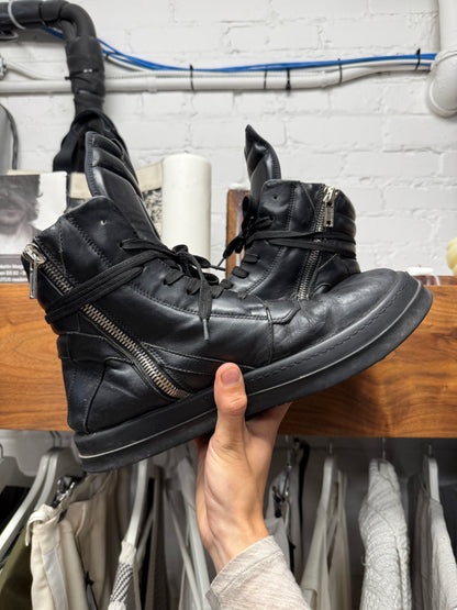 Rick Owens ‘Geobasket’ Black Leather High Top Sneakers