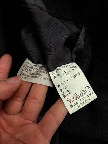 Vintage 1990s Comme Des Garcons Homme Grey Heavy Wool Full Length Trench Coat