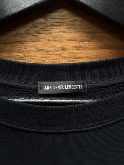 AW2021 Ann Demeulemeester ‘Holy’ Embroidered Logo Black Sweatshirt