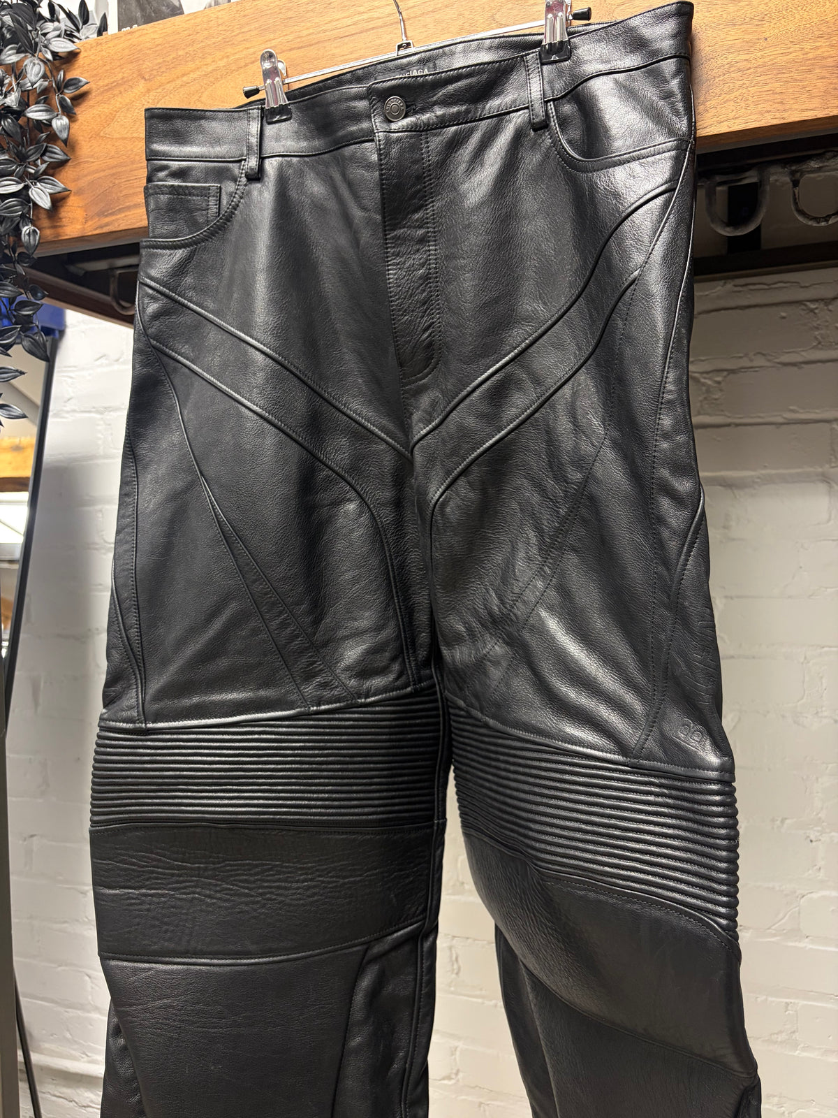 SS2023 Balenciaga ‘Mudshow’ Black Leather Biker Pants
