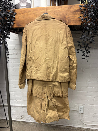 Mihara Yasuhiro ‘Waxed Paper’ Tan Brown Double Layered Trench Coat