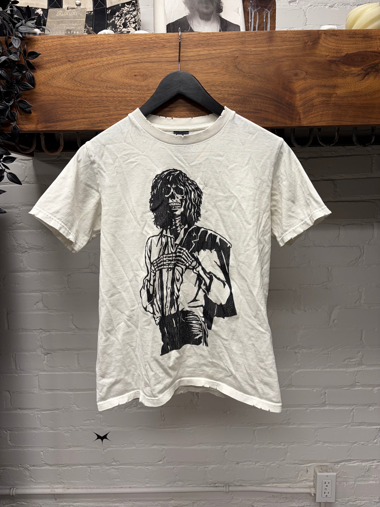 SS2004 Number (N)ine ‘Patti Smith’ Distressed White Graphic T-Shirt