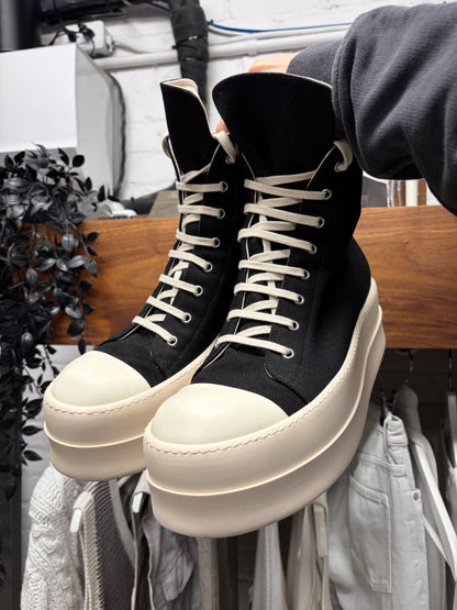 Rick Owens DRKSHDW Canvas ‘Double Bumper’ Ramones High Top Sneakers