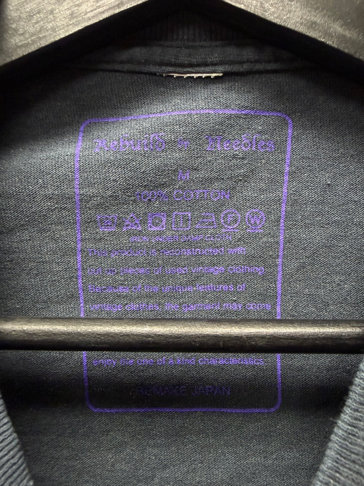 Rebuild By Needles ‘7 Cuts’ Dark Blue Reconstructed Embroidered Logo Pocket T-Shirt