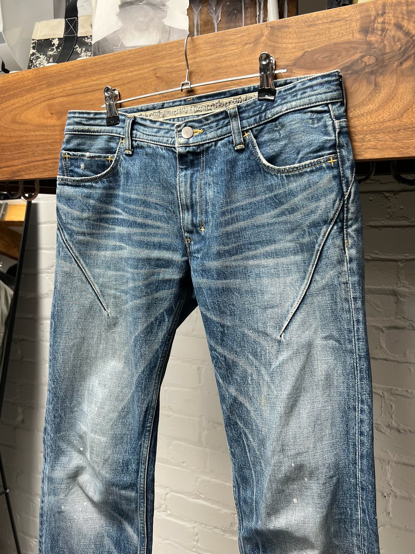 Number (N)ine Darted Blue ‘Crying Heart’ Patch Skinny Jeans