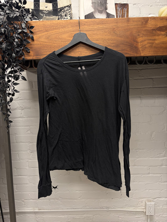 SS2021 Rick Owens ‘Phlegethon’ Black Split Seam Sheer Long Sleeve Shirt