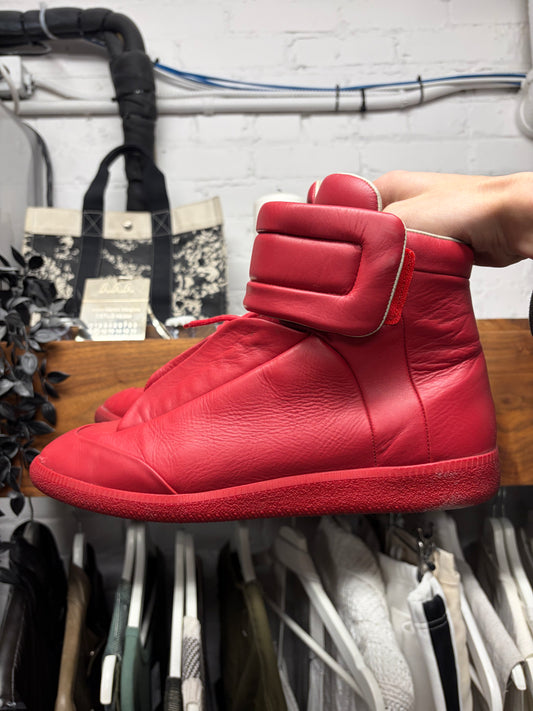 Maison Margiela ‘Future’ Red Leather High Top Sneakers