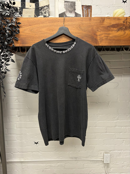 Vintage Chrome Hearts ‘Script Logo’ / Cross Back Faded Black Graphic T-Shirt