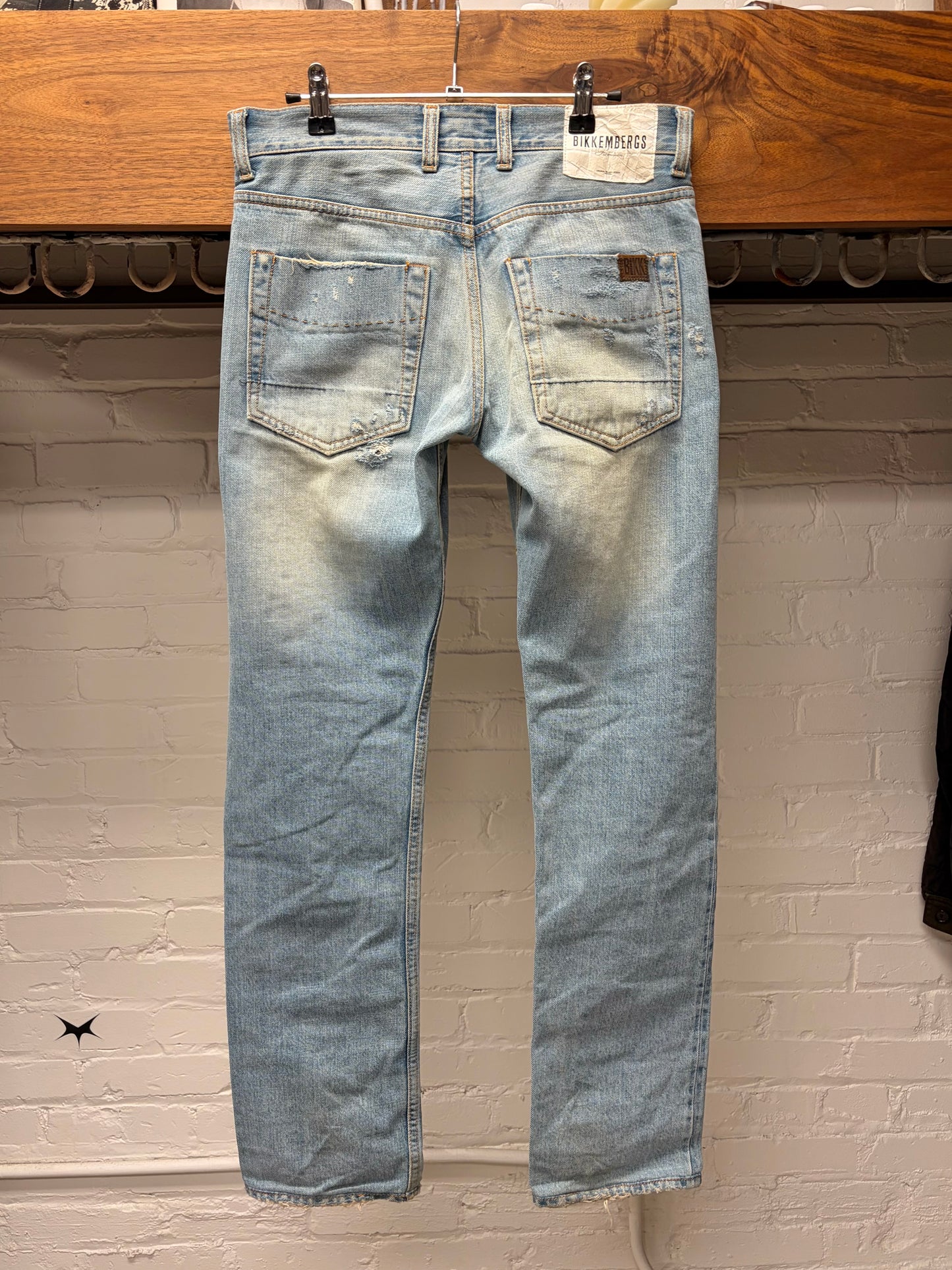 Dirk Bikkembergs Light Washed Blue Distressed Skinny Jeans