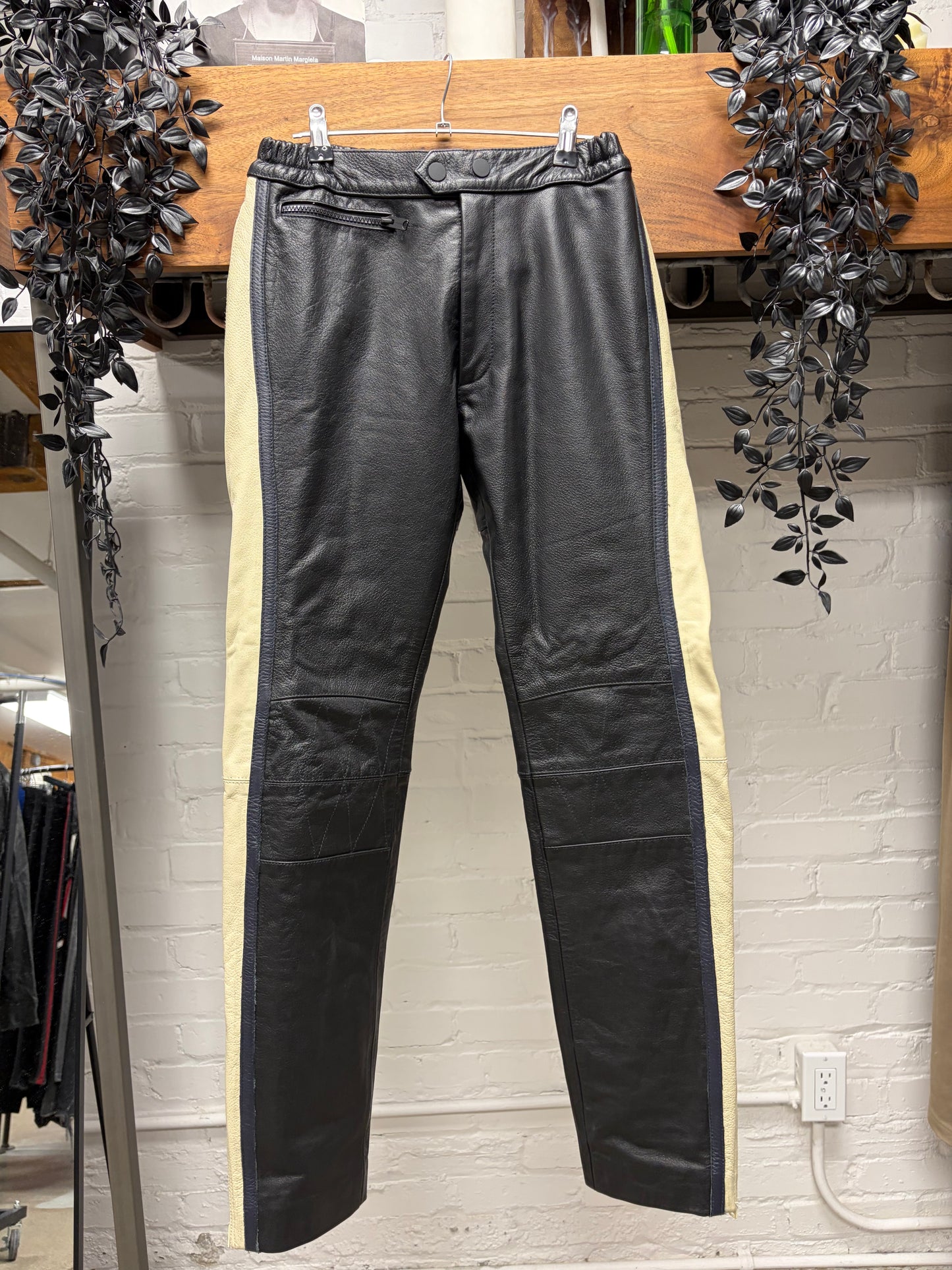Yeezy Season 5 Calfskin Leather Skinny Biker Moto Pants