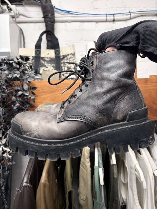 Balenciaga Pre Distressed ‘Strike’ Leather Combat Boots