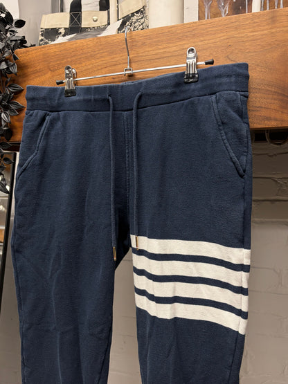 Thom Browne Navy/White ‘Striped Logo’ Sweatpants