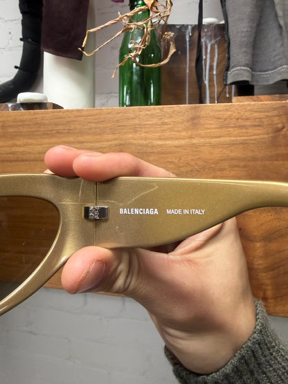 Balenciaga Gold Tone ‘BB0228S 004’ Wraparound Sunglasses