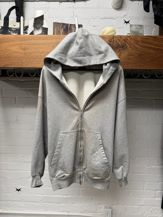 2022 Balenciaga ‘Logo-less’ Grey Zip-Up Heavy Cotton Hoodie