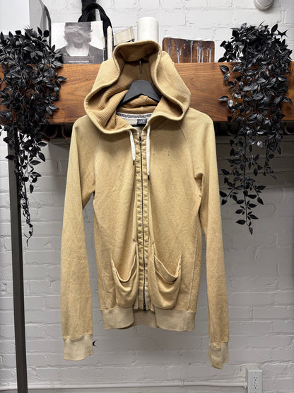 Number (N)ine Tan Brown Zip-Up Waffle Lined Cargo Hoodie