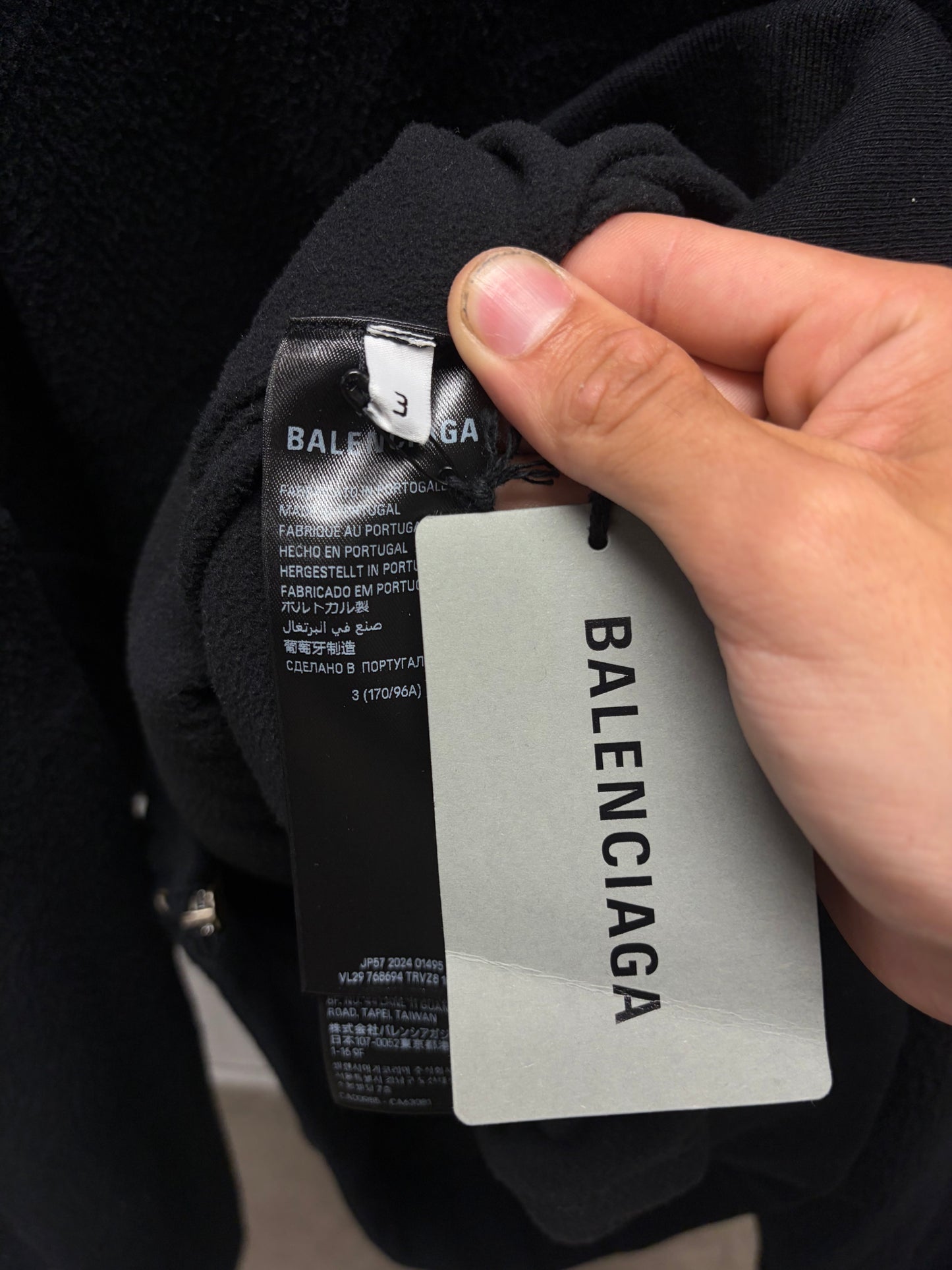 AW2024 Balenciaga ‘Pigelle’ Black Oversized Fleece Zip-Up Hoodie