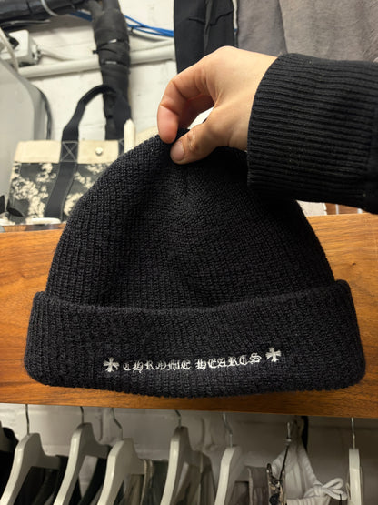 Chrome Hearts ‘Plus Cross’ Embroidered Logo Ribbed Black Beanie