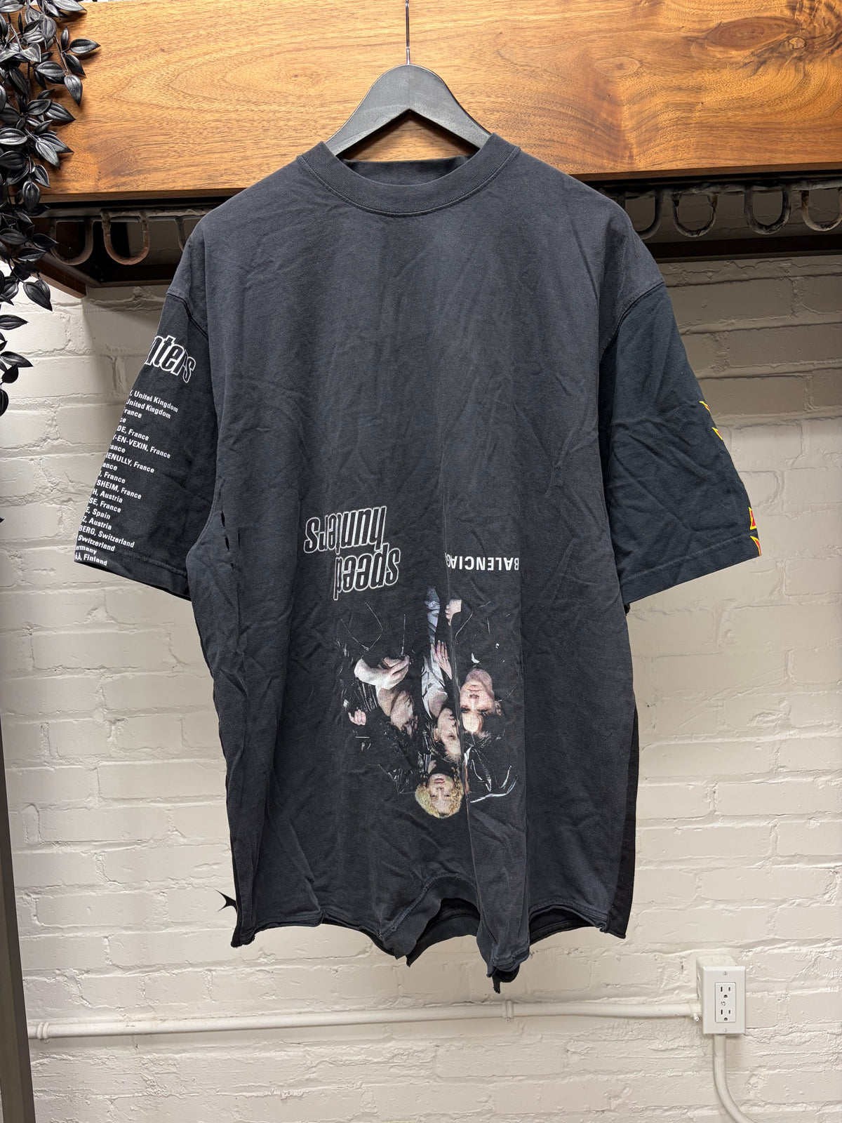 2022 Balenciaga Reconstructed ‘Speedhunters’ Black Upside Down Graphic T-Shirt