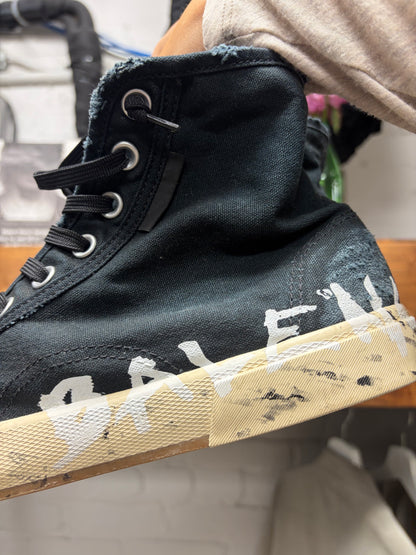 Balenciaga ‘Paris’ Graffiti Black Canvas High Top Sneakers