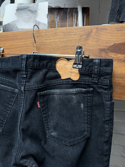 Number (N)ine Black Corduroy ‘Crying Heart’ Leather Patch Skinny Jeans
